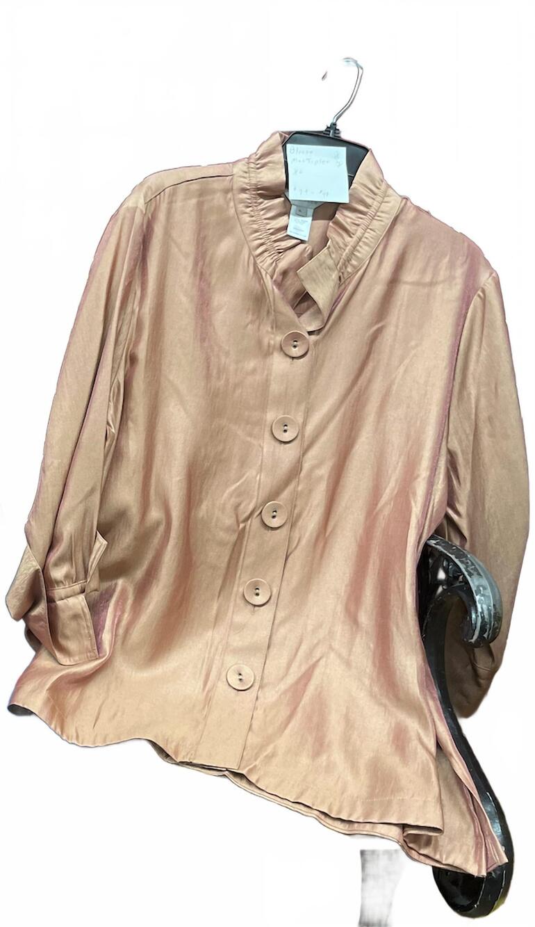 NEW MULTIPLES women's button up blouse in salmon